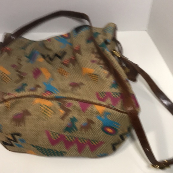 Vintage Burlap Marco Avane Crossbody Bag with hand painted graphics NWOT - Picture 5 of 9